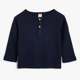 Koton Boys Solid Henley Neck Cotton T-shirt-picture-26