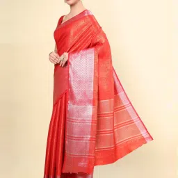 Soch Womens Red Ethnic Motifs Woven Design Jacquard Weave Art Silk Saree image 3