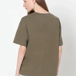Vero Moda Green Cotton Graphic Print T-Shirt image 3
