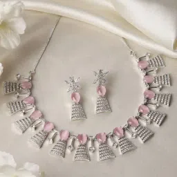 Zeneme Rhodium Plated AD Studded Jewellery Set-picture-29