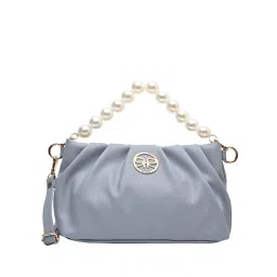 Rocia Blue Solid Medium Handbag image 3