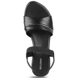 Walkway Women's Black Ankle Strap Wedges image 3