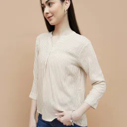 Fame Forever by Lifestyle Cream Striped Top image 3