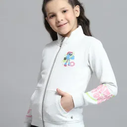 Monte Carlo Girls Printed Off White Mock Neck Full Sleeve Sweatshirt image 3