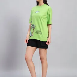 GRIFFEL Graphic Printed Oversized-Fit Pure Cotton T-Shirt & Shorts Co-Ord Set image 4