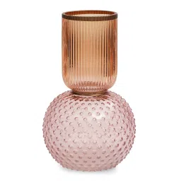 Pure Home and Living Pink & Orange Dual Shaped Ombre Glass Vase image 3