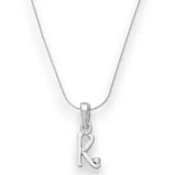 Taraash Initial Letter K 92.5 Sterling Silver Pendant with Chain image 3