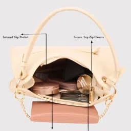 Caprese Capri Beige Faux Leather Solid Shoulder Handbag image 3