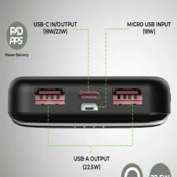 ULTRAPROLINK UM1115 Juice-Up Pronto QC-PD-PPS 10000 mAh Power Bank for Smartphones & Tablets (Black) image 3