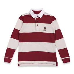 U.S. Polo Assn. Kids Boys Striped Polo Collar Pure Cotton T-shirt image 2