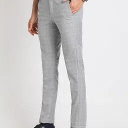 Turtle Grey Ultra Slim Fit Chequered Trousers image 3
