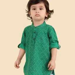 Fabindia Green Cotton Hand Block Printed Long Kurta-picture-43