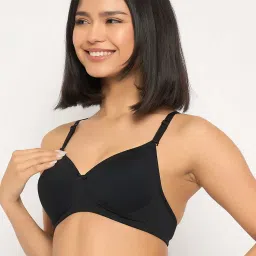 Clovia Black Cotton Regular Fit Bra image 3
