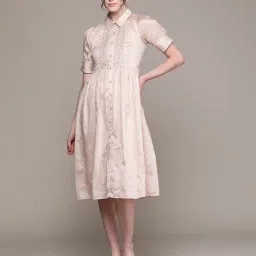 aarke Ritu Kumar Ivory fit & Flare Embellished Tiered Dress-image-48