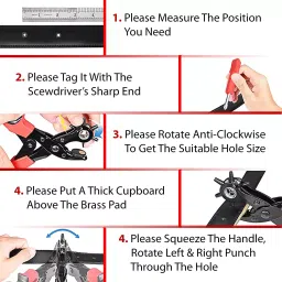 Agaro Revolving Leather Punch Pliers or Punching Machine with 6 Hole Sizes for Leather Belts image 5