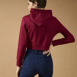 Dolce Crudo Maroon Cotton Boxy Fit Hoodie image 2