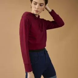 Dolce Crudo Maroon Cotton Boxy Fit Hoodie image 4