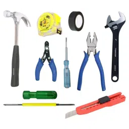 Fadman Hand Tool Kit Line Tester, Utility Cutter, Adjustable Wrench, Wire Cutter, 2 in 1 Screwdriver, Claw Hammer, Measuring Tape, PVC Tape, Plier-picture-11