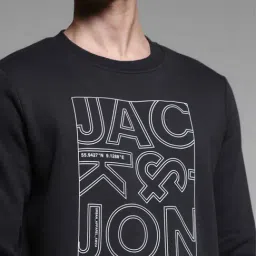 Jack & Jones Jet Black Cotton Regular Fit Printed Sweatshirt image 5