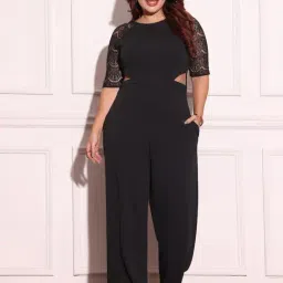 Miss Chase A+ Black Polyester Solid Jumpsuits image 1