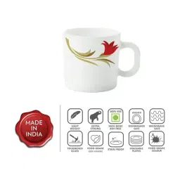 Larah by Borosil White Ceramic Opalware Mug - Set of 6 180ml image 3