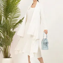 Office & You White Textured Pattern Shrug image 5