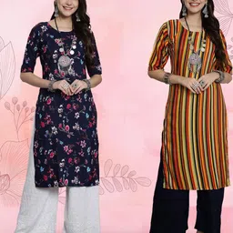 Ethnic basket Women Pack Of 2 Multicoloured Crepe Kurtas-picture-10