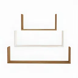 SIVOM 3-Pcs Brown & White Wooden Multipurpose Wall Shelves image 4