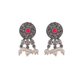 Silvermerc Designs Silver-Plated Stones & Pearls Studded Choker Necklace Set image 3