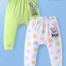 Babyoye Disney Interlock Knit Full Length Diaper Leggings with 101 Dalmatians Graphic Pack of 2 - Neon Green& White-picture-31