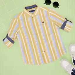 Pantaloons Junior Cotton Full Sleeves Striped Shirt - Yellow-picture-23