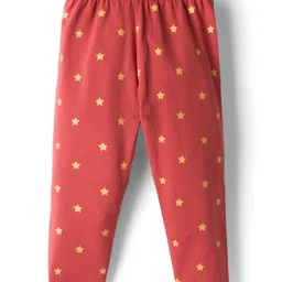 Babyhug Cotton Lycra Knit Full Length Leggings with Stretch & Stars Print - Rust Orange-picture-14