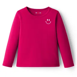 kookie kids india Kookie Kids Single Jersey Knit Full Sleeves Core Solid Round Neck T-Shirt with Smiley Print - Red-picture-35