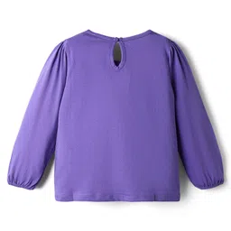 Babyhug 100% Cotton Knit Full Sleeves T-Shirt with Heart Print - Purple image 2