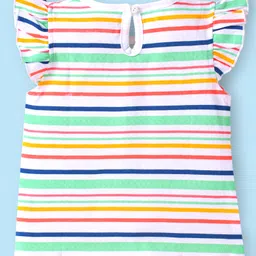 Babyhug Cotton Knit Frill Sleeves Floral Printed T-Shirts Pack of 3 - Multicolour image 3