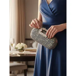 FOR THE BEAUTIFUL YOU Printed Buckle Detail Box Clutch image 3