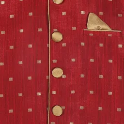 Vastramay Sleeveless Squares Embroidered Detail Nehru Jacket - Maroon image 5