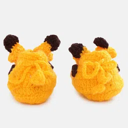 MayRa Knits Pair Of 2 Giraffe Detail Hand Knitted Booties - Yellow image 5