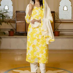 Navlik Women Floral Printed Kurta with Trousers & Dupatta-picture-15