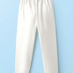 EARTHY TOUCH Cotton Woven Full Sleeves Solid Kurta Pyjama Set - Yellow image 5