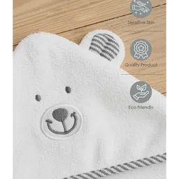 Baby Moo Terry Woven Polar Bear Designed Hooded Towel - White image 5