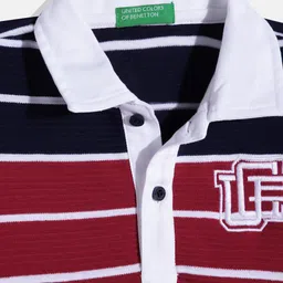 United Colors of Benetton Boys Pure Cotton Striped Polo Collar T-shirt image 4