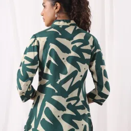 Kaftanize Green Printed Comfort Fit Shirt image 3