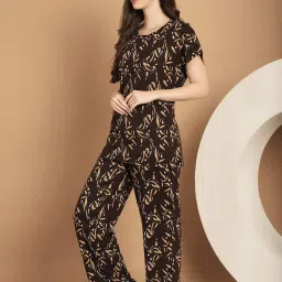 Kanvin Brown Cotton Printed Top Pyjamas Set image 3