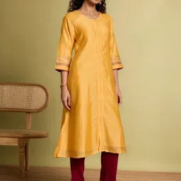 Taneira Yellow Regular Fit Kurtas image 3