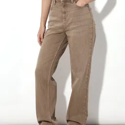 Only Brown Cotton Solid Jeans image 3