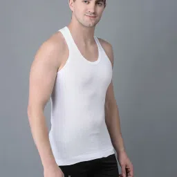 Dollar Bigboss White Cotton Regular Fit Vest - Pack Of 2 image 3