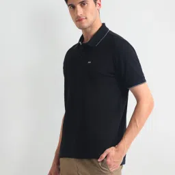 arrow sport Arrow Sports Black Cotton Regular Fit Polo T-Shirt image 3