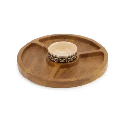 Fabindia Thar Natural Wood 1 Platter & 1 Dip Bowl image 3