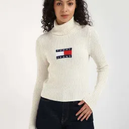 Tommy Hilfiger Ancient White Melange Slim Fit Logo Printed Sweater-picture-12